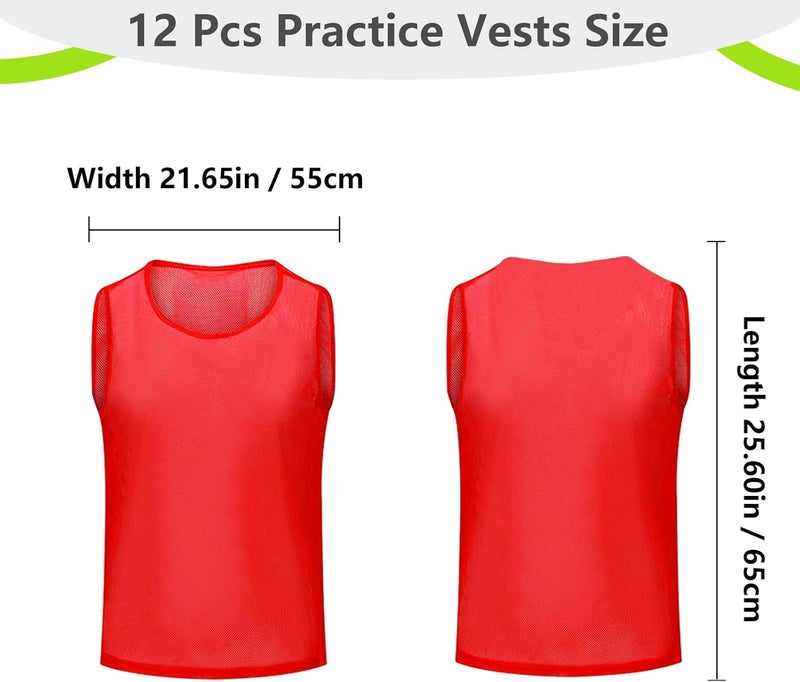 Mofech 12 Pack Pro Training Pinnies for Youth & Adult Mesh High-Vis Scrimmage Vests for Soccer, Basketball, Volleyball Teams - Image 2